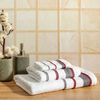 Σετ Πετσέτες Μπάνιου 3τμχ. Homelovers Organic 30X30+50X80+70X130 White Bordeaux